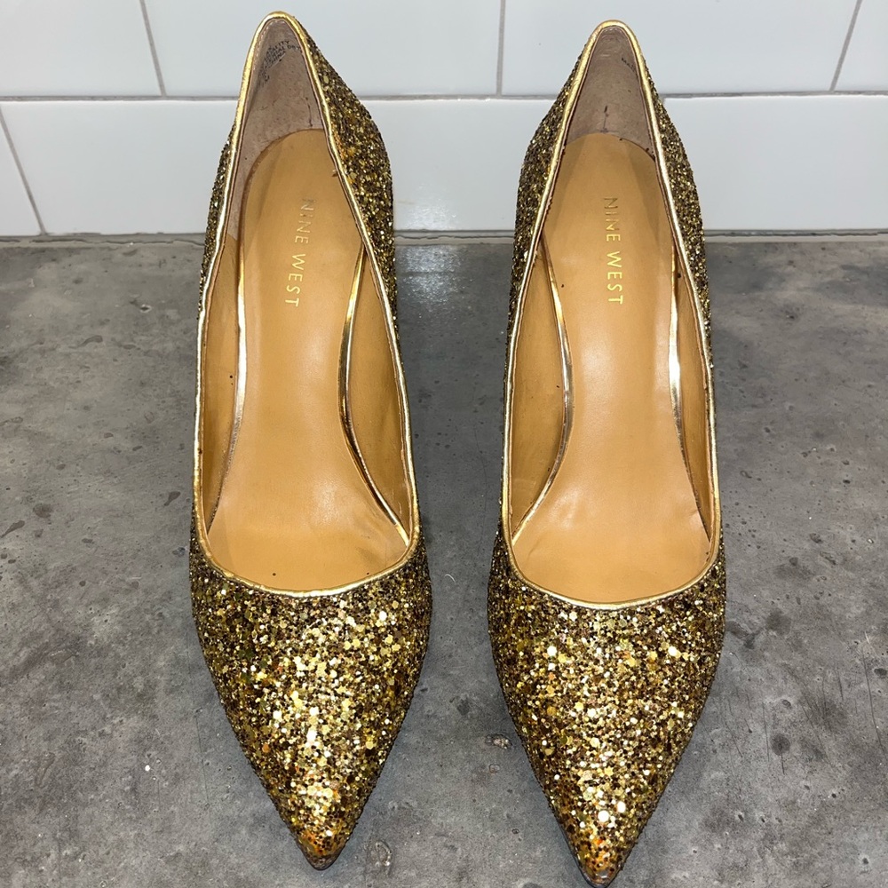 Nine West Gold Glitter Flats